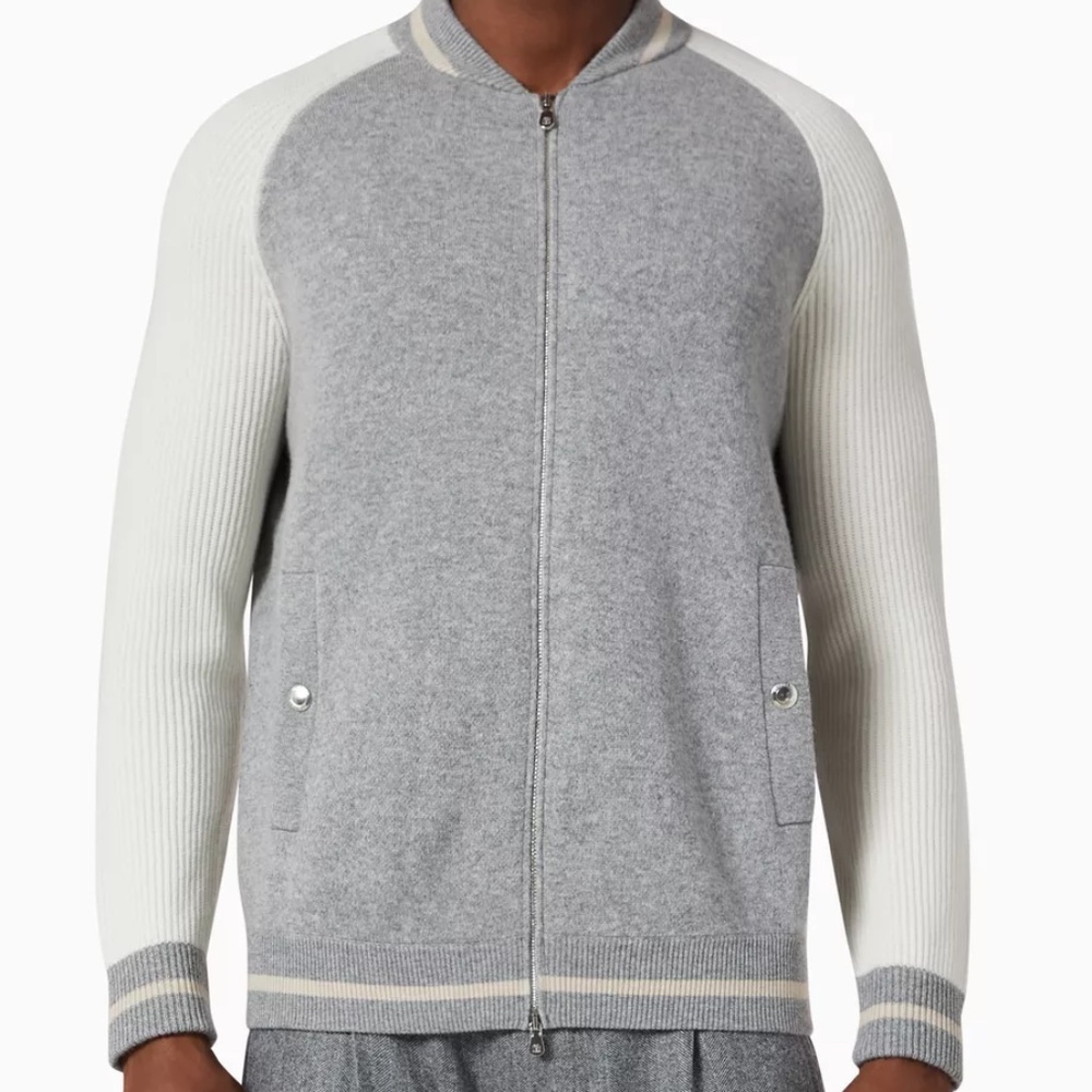 Brunello Cucinelli Cashmere Man's Wool Cashmere Bomber Jacket Size 50 NWT - Picture 2 of 16